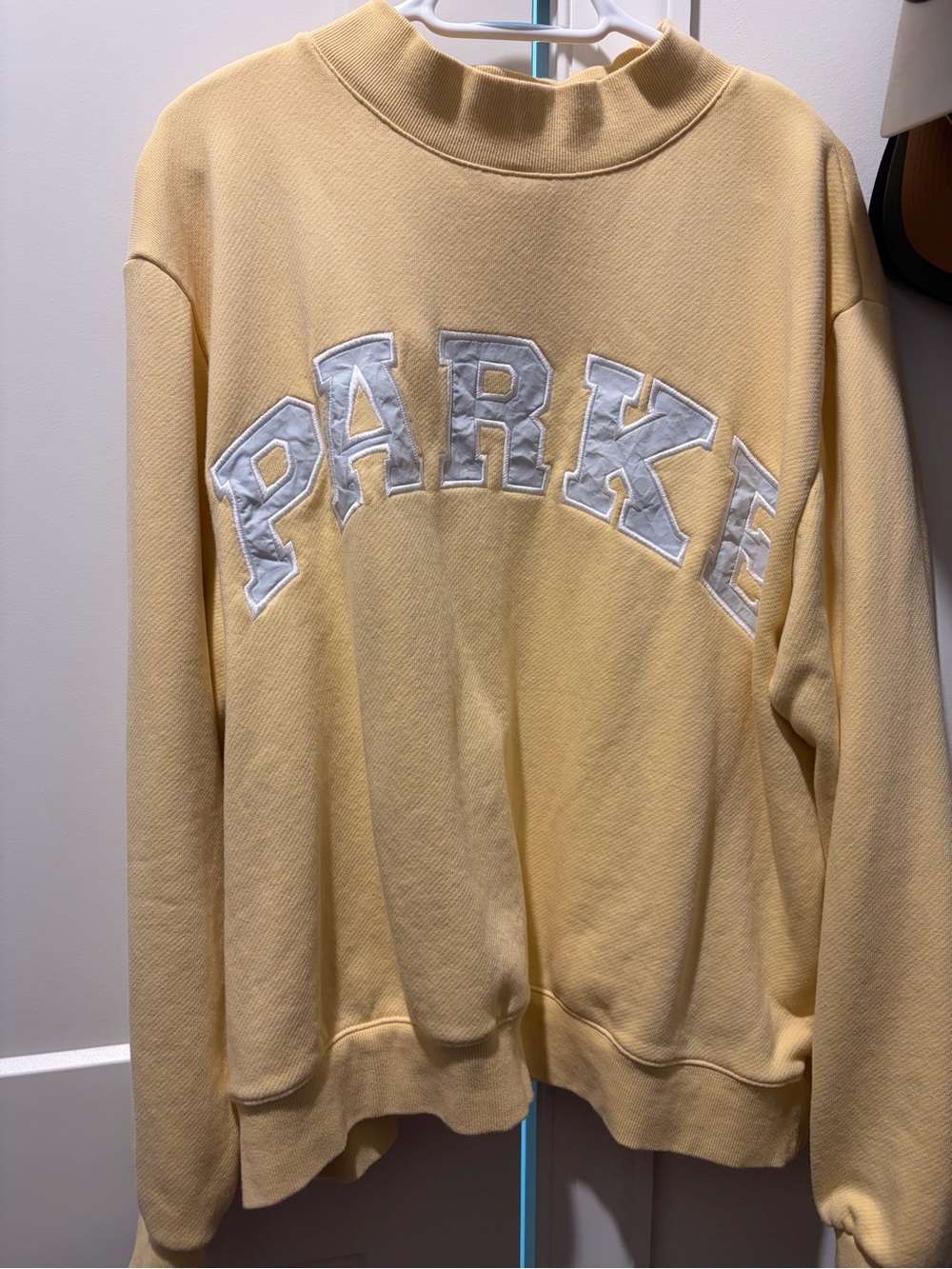 PARKE Varsity Mockneck Sweatshirt in Banana Cream - Birthday (sold out)